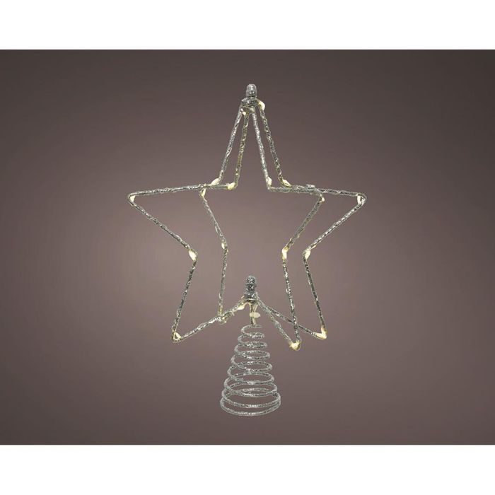 Lumineo Adorno Estrella 3D para Árbol de Navidad Plateada 20 LED 20x5.5x25.5 cm