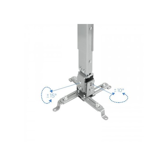 TooQ PJ2012T-S Soporte para Proyector de Techo Inclinable +/- 15°, 20kg, Ajustable 13-65cm, Plata 2