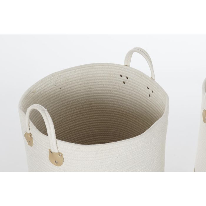 DKD Home Decor Cesta Boho de Algodón y Fibra, Gris Claro y Blanco, Set de 2 Piezas, 40 x 52 x 40 cm 1 DKD Home Decor Cesta Boho de Algodón y Fibra, Gris Claro y Blanco, Set de 2 Piezas, 40 x 52 x 40 cm 1