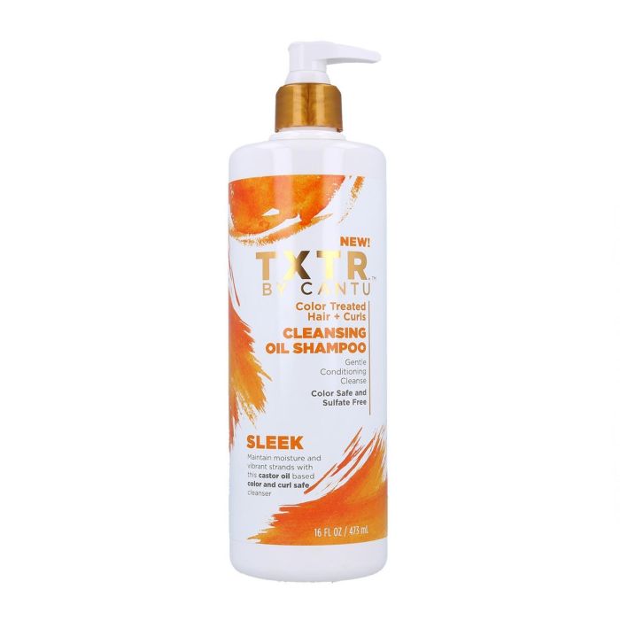 Cantu Txtr Sleek Cleansing Oil Champú 473 ml (Cabellos Teñidos+Rizados)