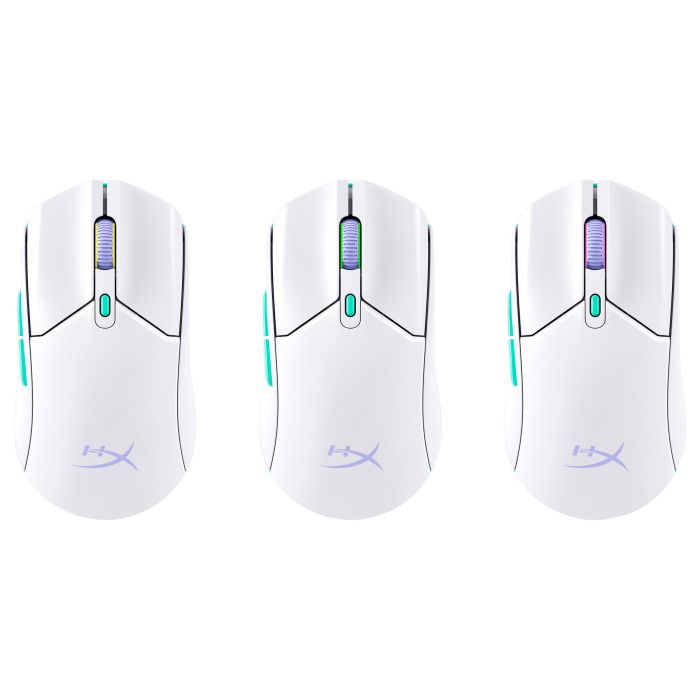 HyperX Pulsefire Haste 2 Core Ratón Gaming Inalámbrico 12000 PPP, Switches TTC Gold, 8R2E7AA, Blanco/Verde/Púrpura