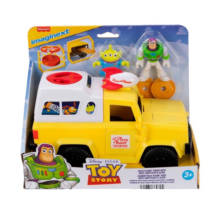 Fisher-Price Imaginext Vehículo Pizza Planet de Toy Story con Lanzador de Proyectiles y Figuras de Buzz Lightyear y Alien - Juguete para niños +3 años 1