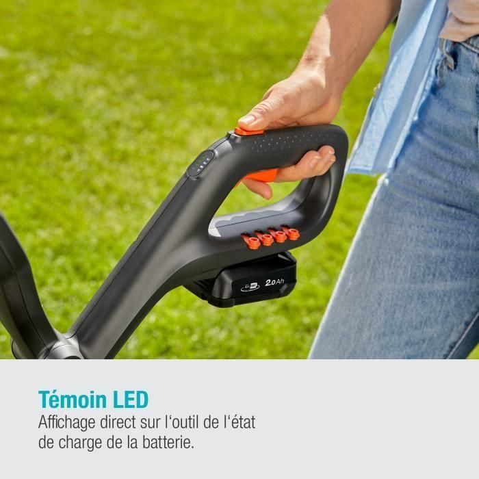 Gardena EasyCut 23 / 18V P4A Recortadora de Hilo a Batería 18V 2.0Ah con Cargador, 23 cm Corte, Mango Telescópico y 7 Cuchillas 4
