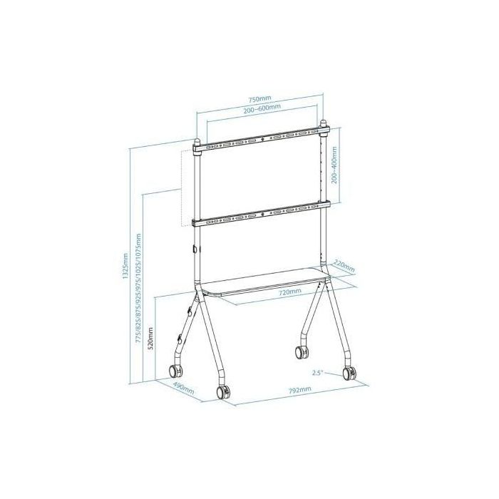TooQ FS20207M-W Soporte de Suelo con Ruedas para TV/Monitor de 49-80" hasta 50kg, Blanco Haya con bandeja y gestión de cables 3