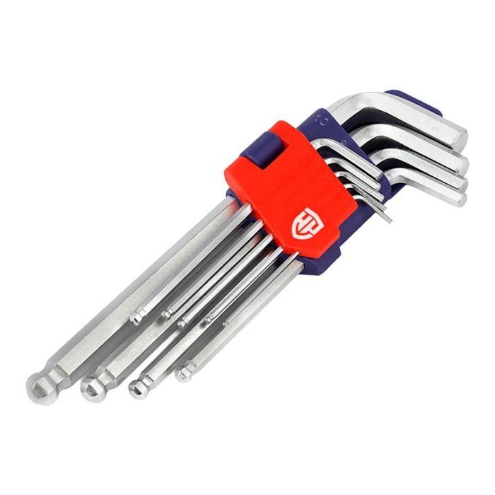 Workpro Llaves Allen Cr-V con Punta Esférica, Juego Métrico 9 Piezas: 1.5, 2, 2.5, 3, 4, 5, 6, 8, 10 mm