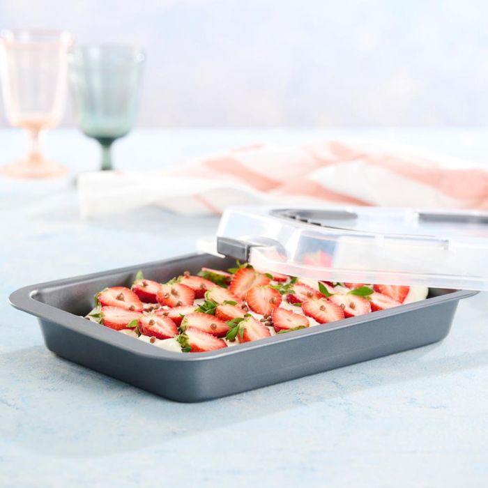 Day Molde Rectangular con Tapa Transparente 36x23 cm Acero Carbonico Antiadherente 1 Day Molde Rectangular con Tapa Transparente 36x23 cm Acero Carbonico Antiadherente 1
