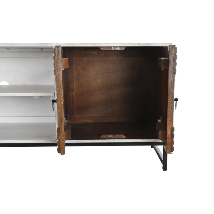DKD Home Decor Mueble de TV con 4 Puertas y 1 Estantería, Madera de Mango y Metal, 180x40x60 cm, Blanco y Negro 3