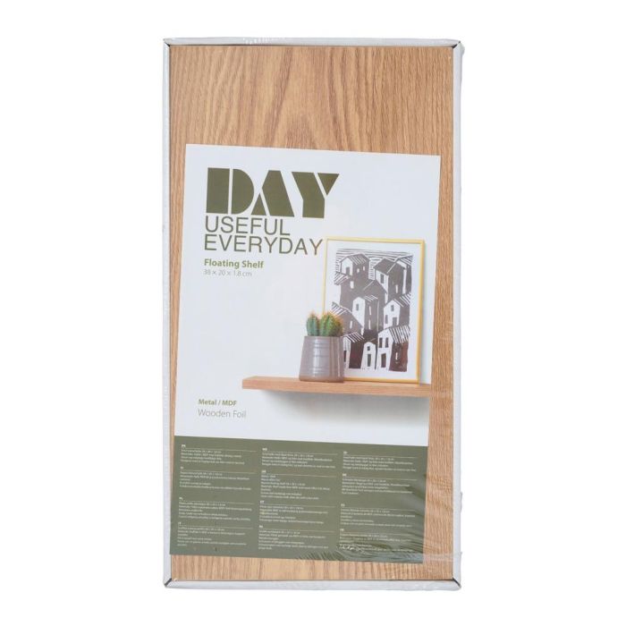Day Estante Flotante 38x20x1,8 cm MDF Efecto Madera Soporte Metal 3 Day Estante Flotante 38x20x1,8 cm MDF Efecto Madera Soporte Metal 3