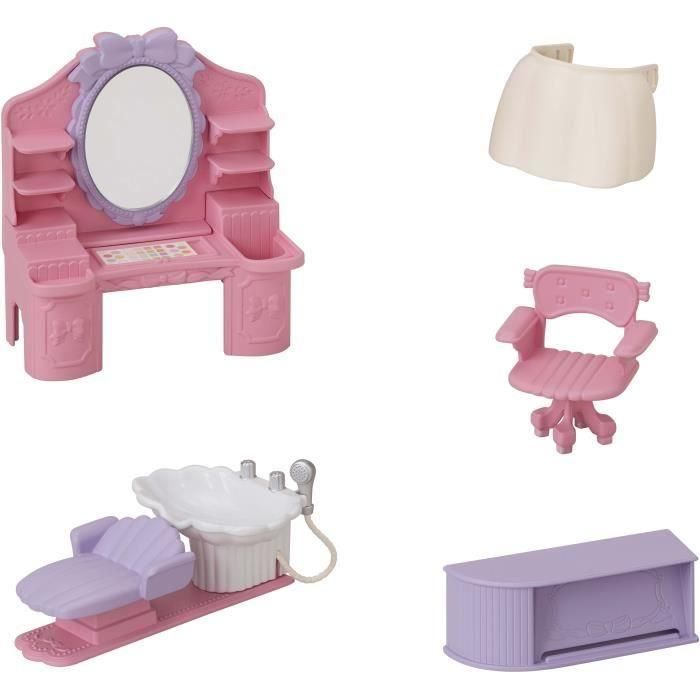Sylvanian Families La Peluquería de Ponis para Figuras con Accesorios: Secador de Pelo, Plancha, Cepillo y Mascarilla de Belleza 3