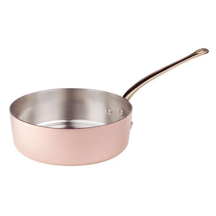 AGNELLI - ALCU107F20 - Cacerola baja de cobre liso - Diámetro 20 cm Ø - Altura 8 cm - Grosor 2mm -