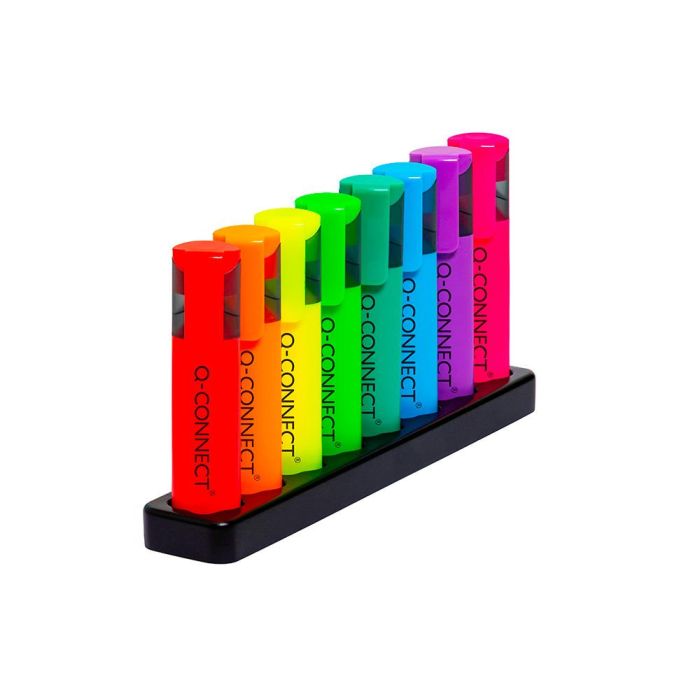 Rotulador Q-Connect Fluorescente Neon Punta Biselada Estuche De Sobremesa 8 Colores Surtidos 1