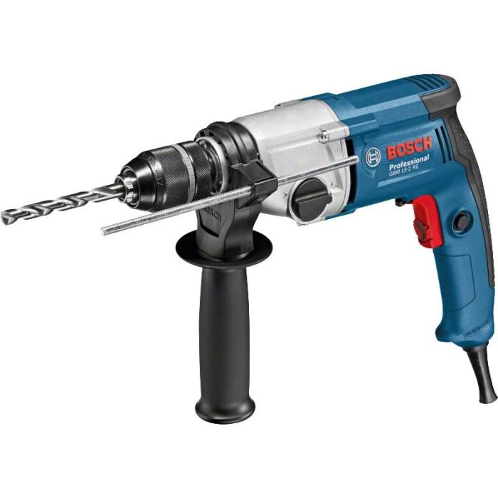 Bosch GBM 13-2 RE Taladro percutor con llave, 750W, velocidad ajustable, 1750 RPM, empuñadura adicional