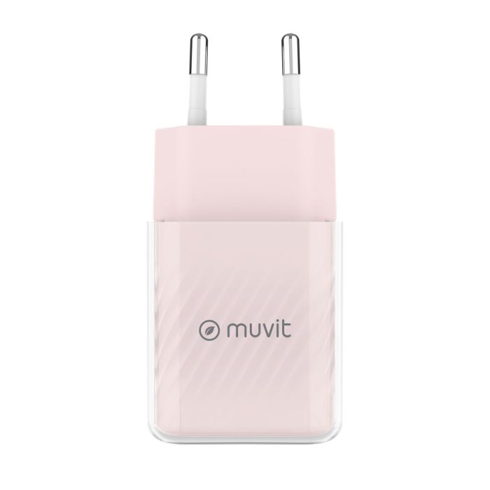 Cargador de Pared + Cable USB-C Muvit for Change Glass GaN Rosa 8