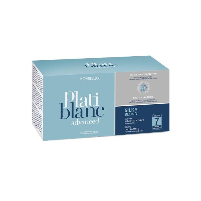 Montibel·Lo Platiblanc Advanced Silky Blond: Polvo Decolorante Sin Amoníaco para Rubios de Seda (Hasta 7 Tonos) 2x500g