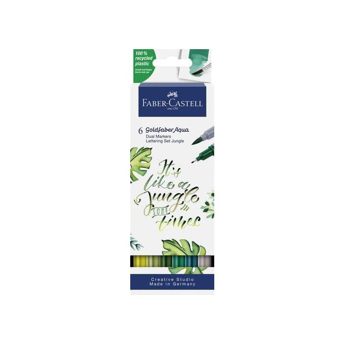 Rotuladores Acuarelables Faber-Castell Goldfaber Aqua Dual Markers Estuche De 6 Jungle