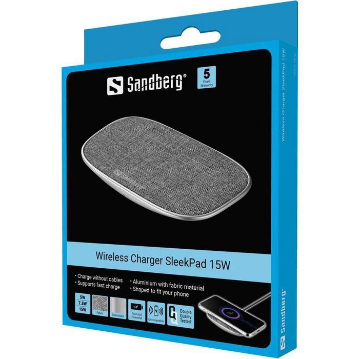 Sandberg SleekPad 15W Cargador Inalámbrico QI para Smartphone Plataforma de Carga Rápida sin Cables 4