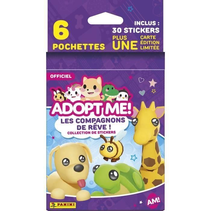 Pegatinas - PANINI - ¡Adoptame! Roblox - Blíster de 6 bolsillos - 1 tarjeta de edición limitada - 35 pegatinas Pegatinas - PANINI - ¡Adoptame! Roblox - Blíster de 6 bolsillos - 1 tarjeta de edición limitada - 35 pegatinas