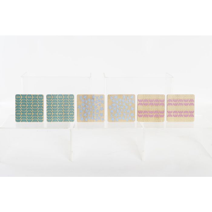 DKD Home Decor Posavasos Colonial de Bambú, Diseño África Gres Turquesa y Granate, 10x1x10 cm - Set de 6 unidades 3 DKD Home Decor Posavasos Colonial de Bambú, Diseño África Gres Turquesa y Granate, 10x1x10 cm - Set de 6 unidades 3
