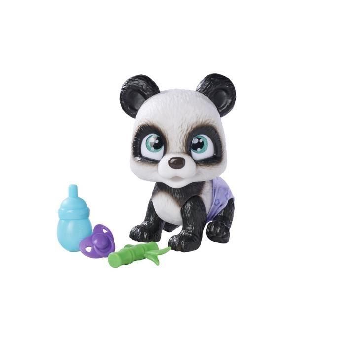 Smoby - Pamper Petz - Panda en adopción - 4 accesorios - Articulado - Madera y pipí - Certificado de adopción - A partir de 3 años