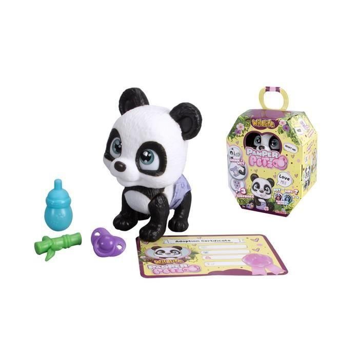 Smoby - Pamper Petz - Panda en adopción - 4 accesorios - Articulado - Madera y pipí - Certificado de adopción - A partir de 3 años 1