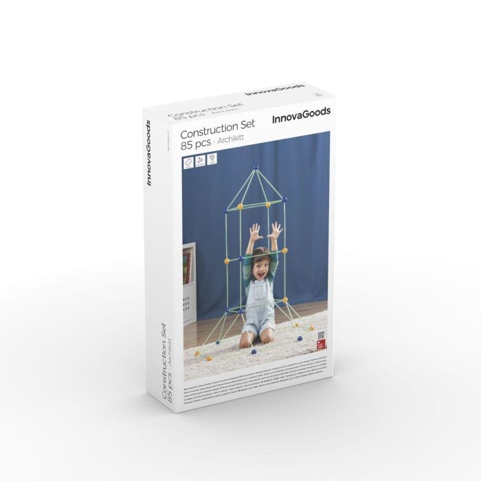 Pack Ajedrez de Memoria de Madera y Kit de Construcción de Fuertes para Niños InnovaGoods 15