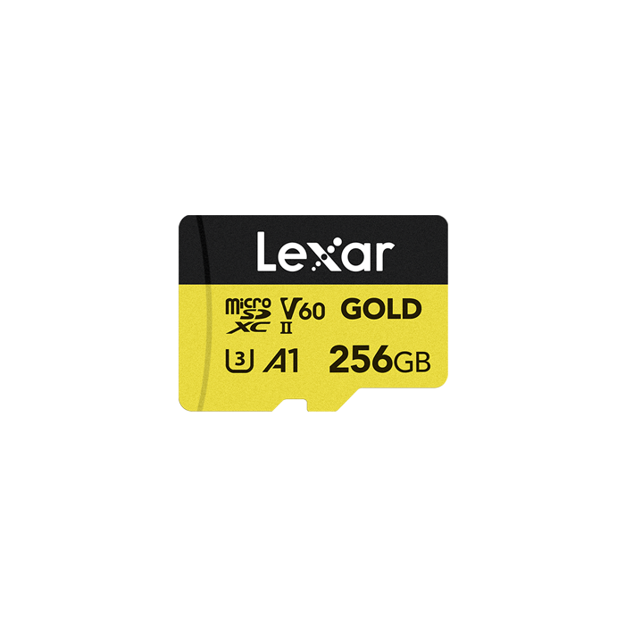 Lexar Professional GOLD 256 GB MicroSDXC UHS-II, 280 MB/s Lectura, 180 MB/s Escritura, U3, V60 Lexar Professional GOLD 256 GB MicroSDXC UHS-II, 280 MB/s Lectura, 180 MB/s Escritura, U3, V60