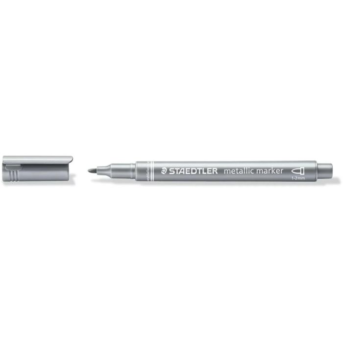STAEDTLER Rotulador metálico plateado Punta redonda, trazo 1-2 mm, fácil lavado, 1 unidad