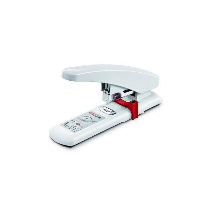 Novus Grapadora B40 Ergonómica Gran Capacidad 100 Hojas, Gris Claro, 55 mm, ABS, 700 g