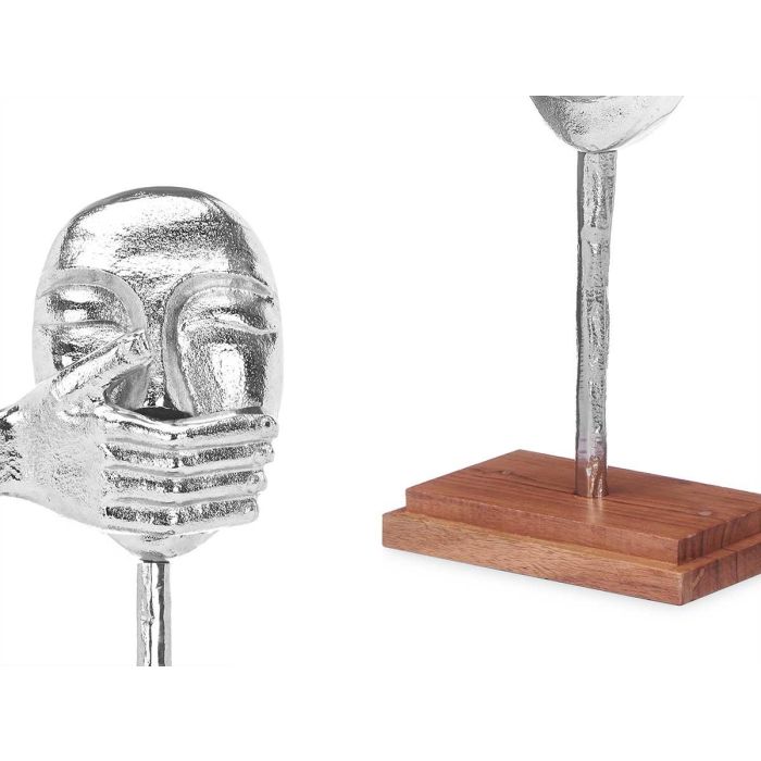 Figura Metal Mano Boca Plata con Soporte Madera Giftdecor 17x33.5x10 cm (6 Unidades) 2 Figura Metal Mano Boca Plata con Soporte Madera Giftdecor 17x33.5x10 cm (6 Unidades) 2