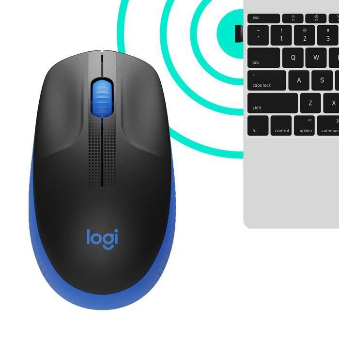 Logitech M190 Ratón Inalámbrico de Tamaño Completo Ergonómico para Manos Grandes, RF, 18 Meses de Batería, Azul 3