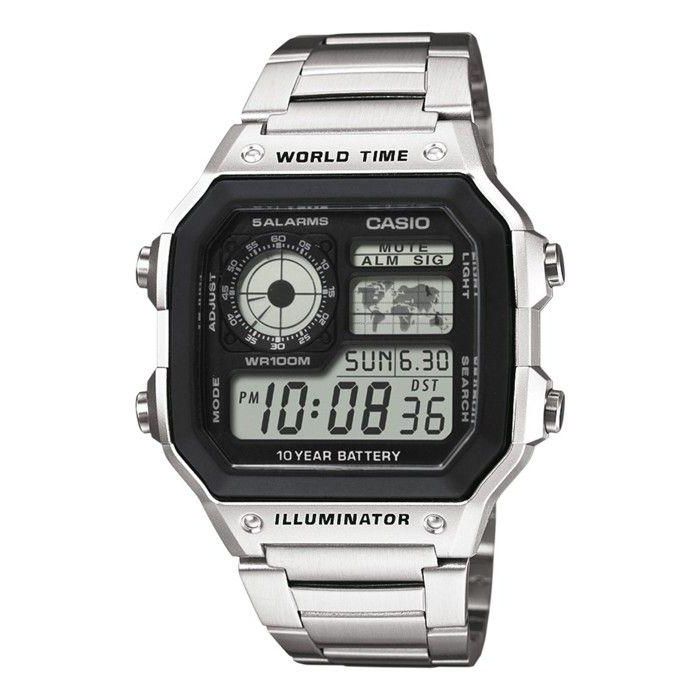 CASIO AE1200WHD1AVEF - Reloj de Pulsera Digital para Hombre, Acero Plateado, Dial Negro, Calendario, 10 ATM 0 CASIO AE1200WHD1AVEF - Reloj de Pulsera Digital para Hombre, Acero Plateado, Dial Negro, Calendario, 10 ATM 0