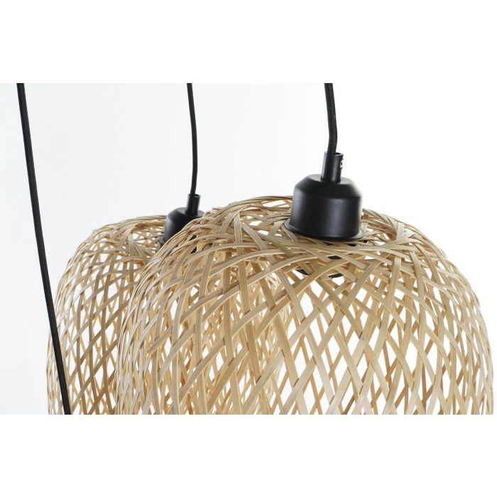 DKD Home Decor Lampara Techo Tropical Marron Claro Negro Bambu Metal 30 x 94 x 30 cm 4