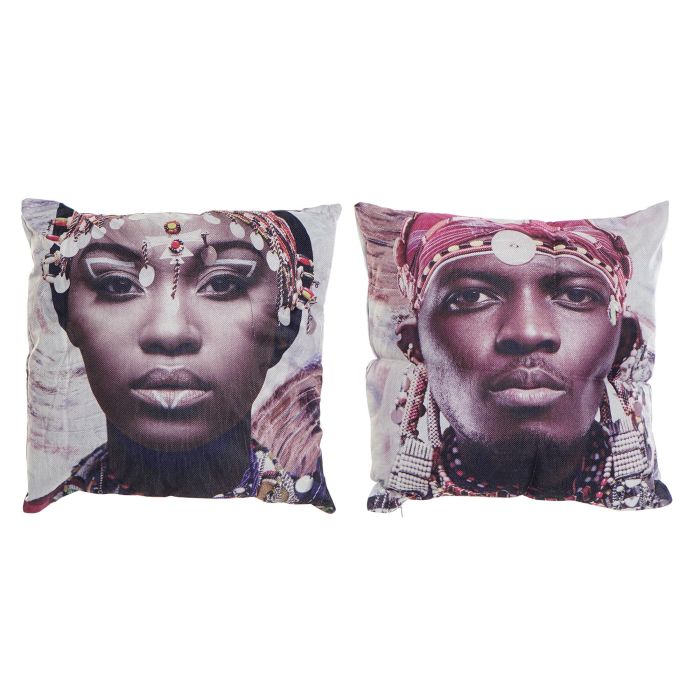 DKD Home Decor Cojín Decoración Colonial Africano Multicolor Surtido 45 x 45 cm de Poliéster con Cremallera (4 Unidades) Lavado en Seco 0 DKD Home Decor Cojín Decoración Colonial Africano Multicolor Surtido 45 x 45 cm de Poliéster con Cremallera (4 Unidades) Lavado en Seco 0