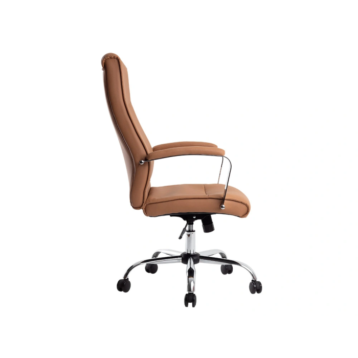 Q-connect Silla de Dirección Premium en Similpiel Color Crema, Base Metálica, Ruedas Suaves, Altura Ajustable - Máximo Confort y Elegancia para tu Oficina Moderna. 2