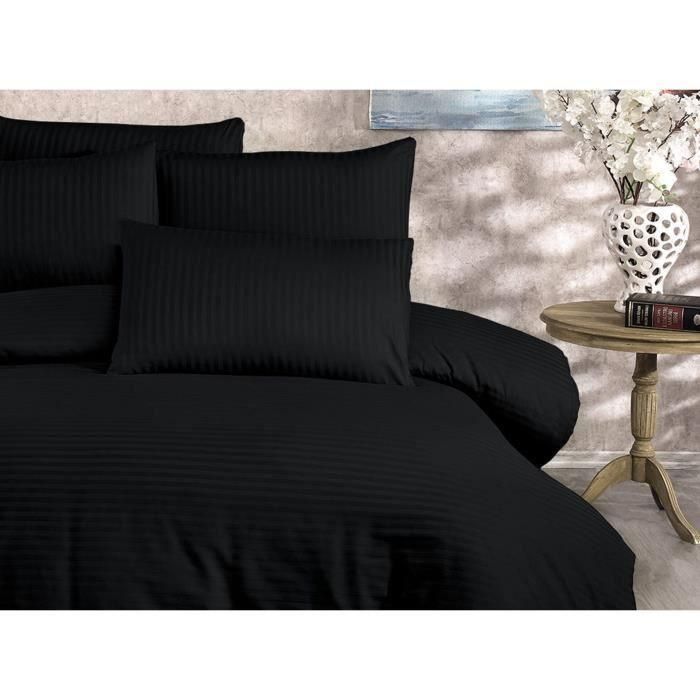 Juego de Cama ASI8683342999540 - 1 Funda Nórdica 220x240 cm + 2 Fundas Almohada 60x60 cm - 80% Algodón, 20% Poliéster - Negro 2