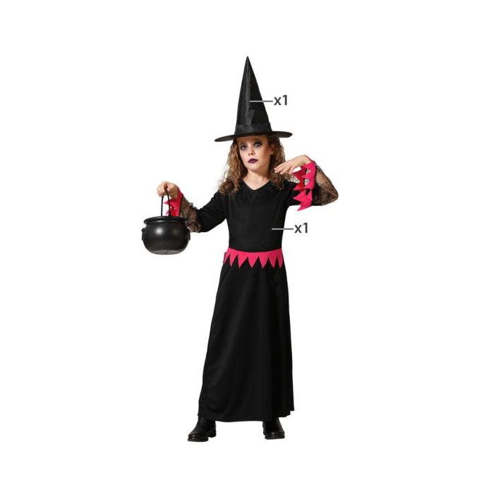 Disfraz de Bruja Infantil para Niña 10-12 Años, Traje Largo Rosa, Sombrero, Ideal para Halloween, Poliéster 0 Disfraz de Bruja Infantil para Niña 10-12 Años, Traje Largo Rosa, Sombrero, Ideal para Halloween, Poliéster 0