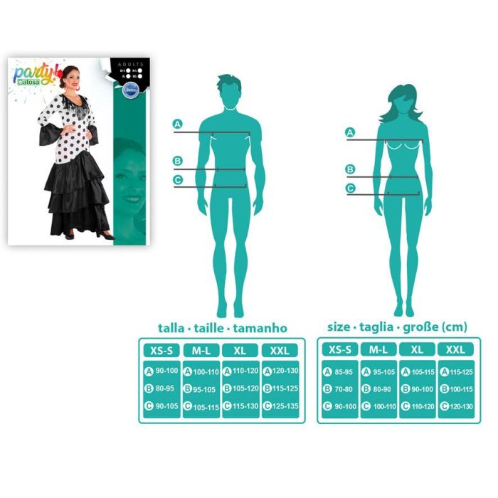 Disfraz Flamenca Sevillana Blanco Negro Mujer Adulto XS-S 3 Disfraz Flamenca Sevillana Blanco Negro Mujer Adulto XS-S 3
