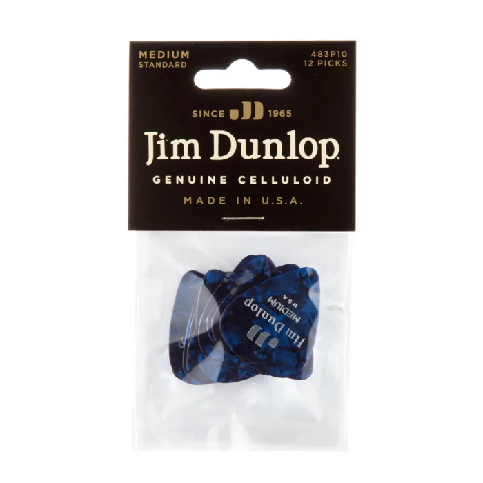 Dunlop Pack 72 Púas Genuine Celluloid Classic Azul Perlado - Medium 3