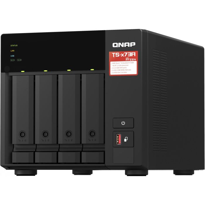 QNAP Bundle NAS TS-473A 4 Bahías con Switch QSW-1105-ST 5 Puertos, Torre, AMD Ryzen Embedded V1500B, 8GB DDR4, 2.5GbE 5