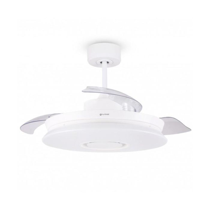 Grunkel Ventilador De Techo Con Luz 20 W Colores 6 Velocidades C-Temporizador Y Bluetooth Con Musica Blanco