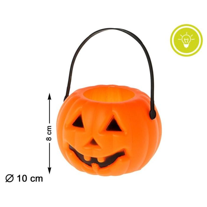 Calabaza Naranja Con Luz 8 cm Decoración Halloween