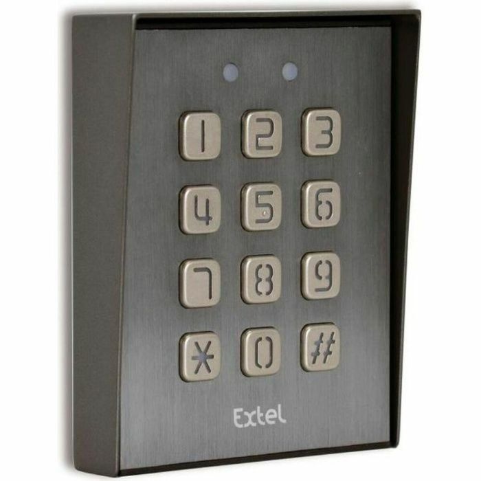 Extel KLAVY 3 Teclado de Codificación con Cable Metálico SLIM, Visera Protectora, Teclas Retroiluminadas para Motorización de Puerta Extel KLAVY 3 Teclado de Codificación con Cable Metálico SLIM, Visera Protectora, Teclas Retroiluminadas para Motorización de Puerta