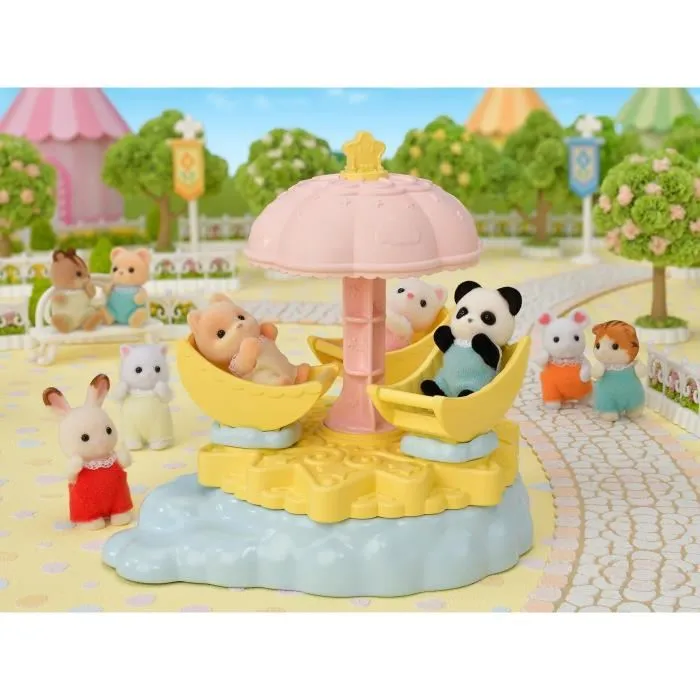 Sylvanian Families Carrusel Estrellado Niños - Accione el mango para girar y observar las estrellas escondidas bajo el techo, a partir de 3 años 2