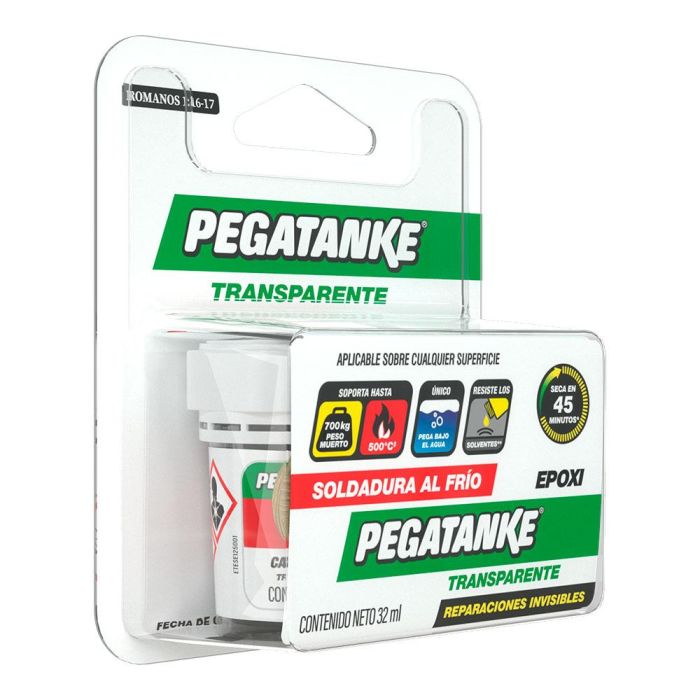 Pegatanke Pegamento Epóxico Bi-componente Transparente 32 ml para Reparaciones Exigentes y Soldadura en Frío