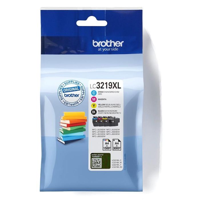 Brother Tinta LC-3219XLVALDR Value Pack Negro, Cian, Magenta, Amarillo Rendimiento 3000 Negro 1500 Color Original 0 Brother Tinta LC-3219XLVALDR Value Pack Negro, Cian, Magenta, Amarillo Rendimiento 3000 Negro 1500 Color Original 0