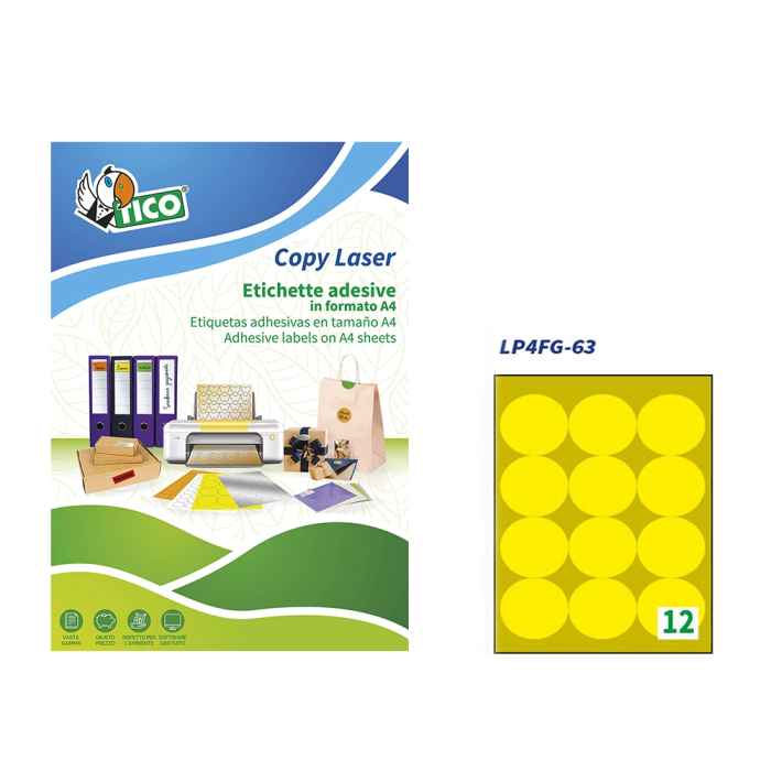 Avery Etiquetas Adhesivas Amarillas Fluorescentes Permanentes Redondas 63,5 mm Caja 840 Unidades 1