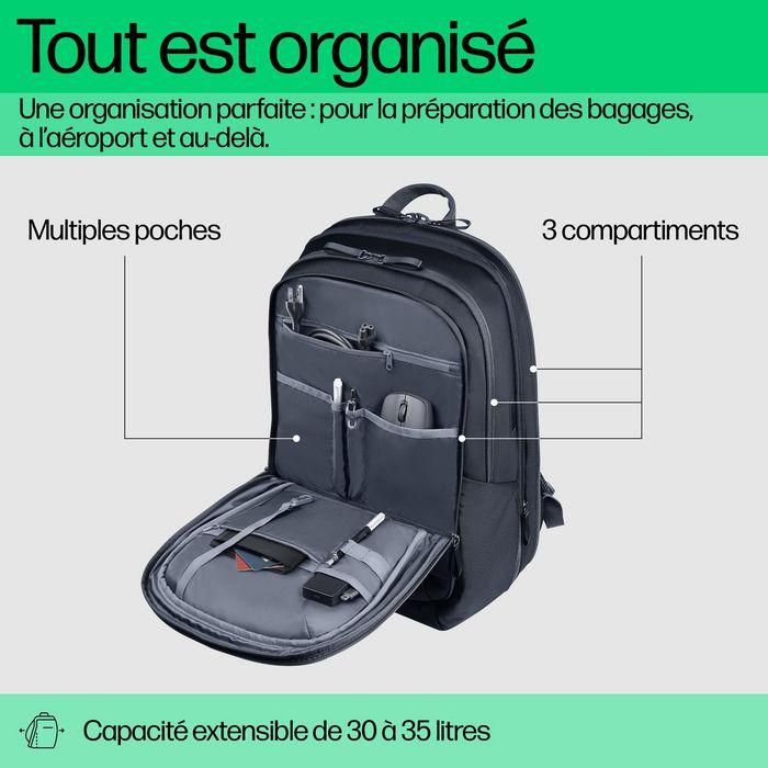 HP Mochila para portátil de 17 pulgadas Travel Plus 30L, Compañero de Viaje, Múltiples Compartimentos para Organización 9
