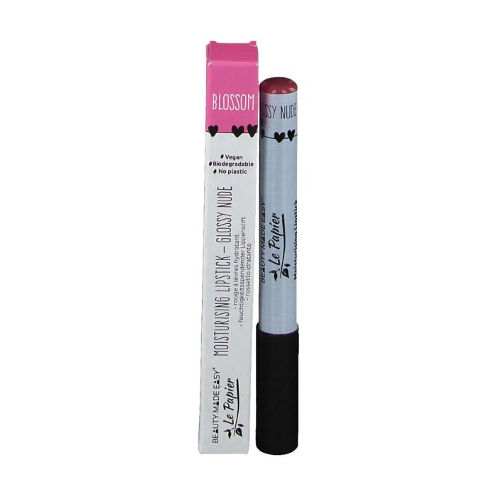 BEAUTY MADE EASY Lápiz Labios Brillo Blossom Hidratante con Jojoba y Almendras, Nude Natural Vegano 6g