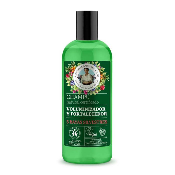 AGAFIA Champú Voluminizador y Fortalecedor con 5 Bayas Silvestres, Vegano, para Cabello Fuerte - 260ml