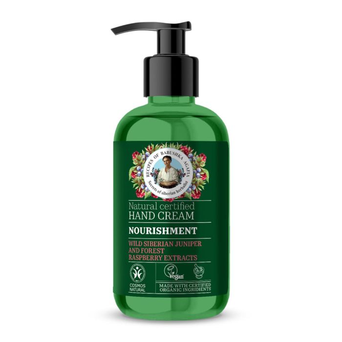 AGAFIA Crema de Manos Nutritiva 300ml Vegana con Enebro Siberiano y Frambuesa del Bosque, sin SLS ni Parabenos